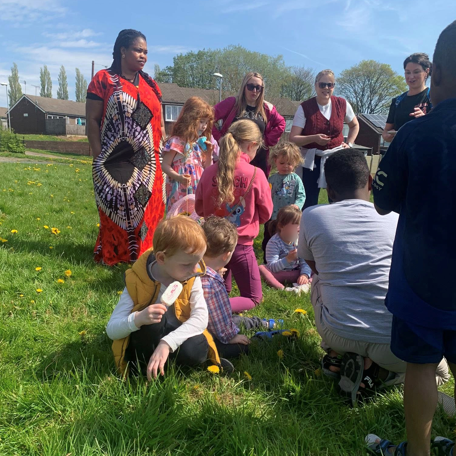 Two youngest classes enjoy the sun together